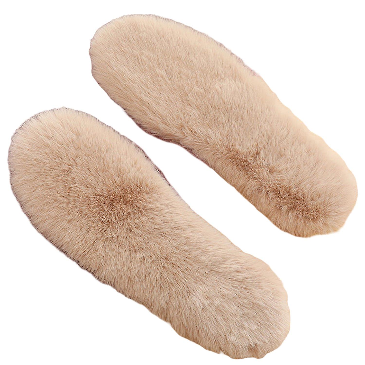 1 Pair Unisex Insoles Plush Sweat Absorption Solid Color Anti Pilling Faux Rabbit Fur Thickened