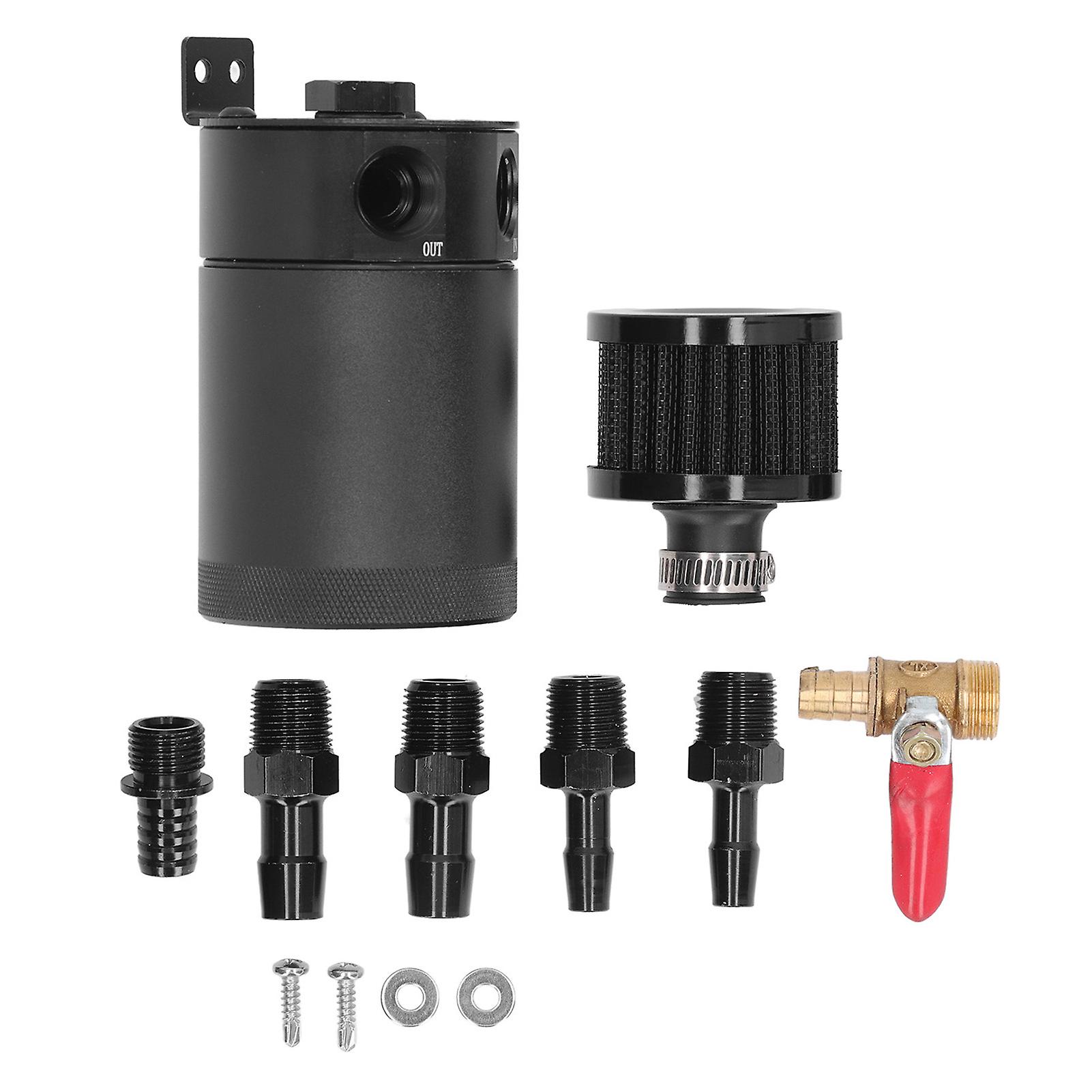 Black Oil Catch Tank, Highly Efficient and Environmentally Friendly Air Oil Separator, Universal Reservoir Kit for Cars