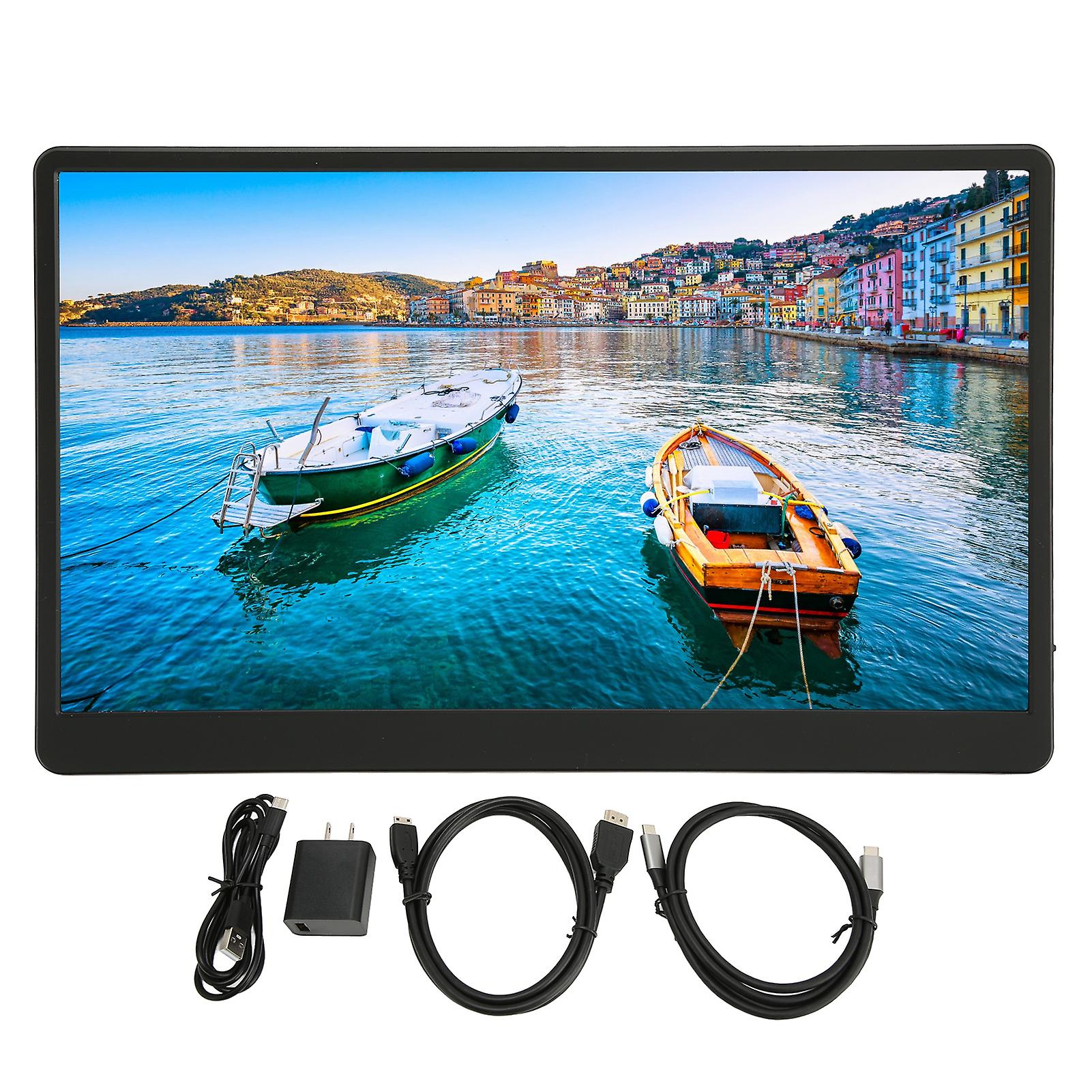 15.6 Inch Portable Monitor FHD 1080P IPS Screen, HDR Support for Laptop Mobile Phone Keyboard, 100-240V US Plug, Travel Display Extender