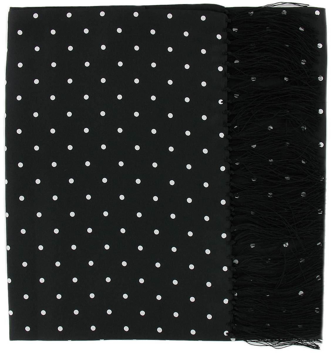Michelsons of London Wide Polka Dot Silk Scarf - Black