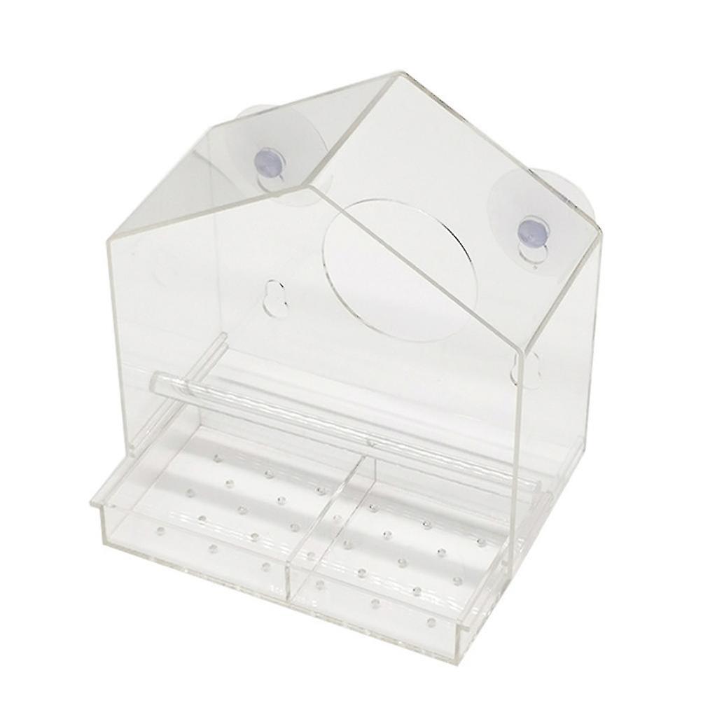 Clear Large Acrylic Hanging Window Bird Feeder  And Seed Tray For Decorate