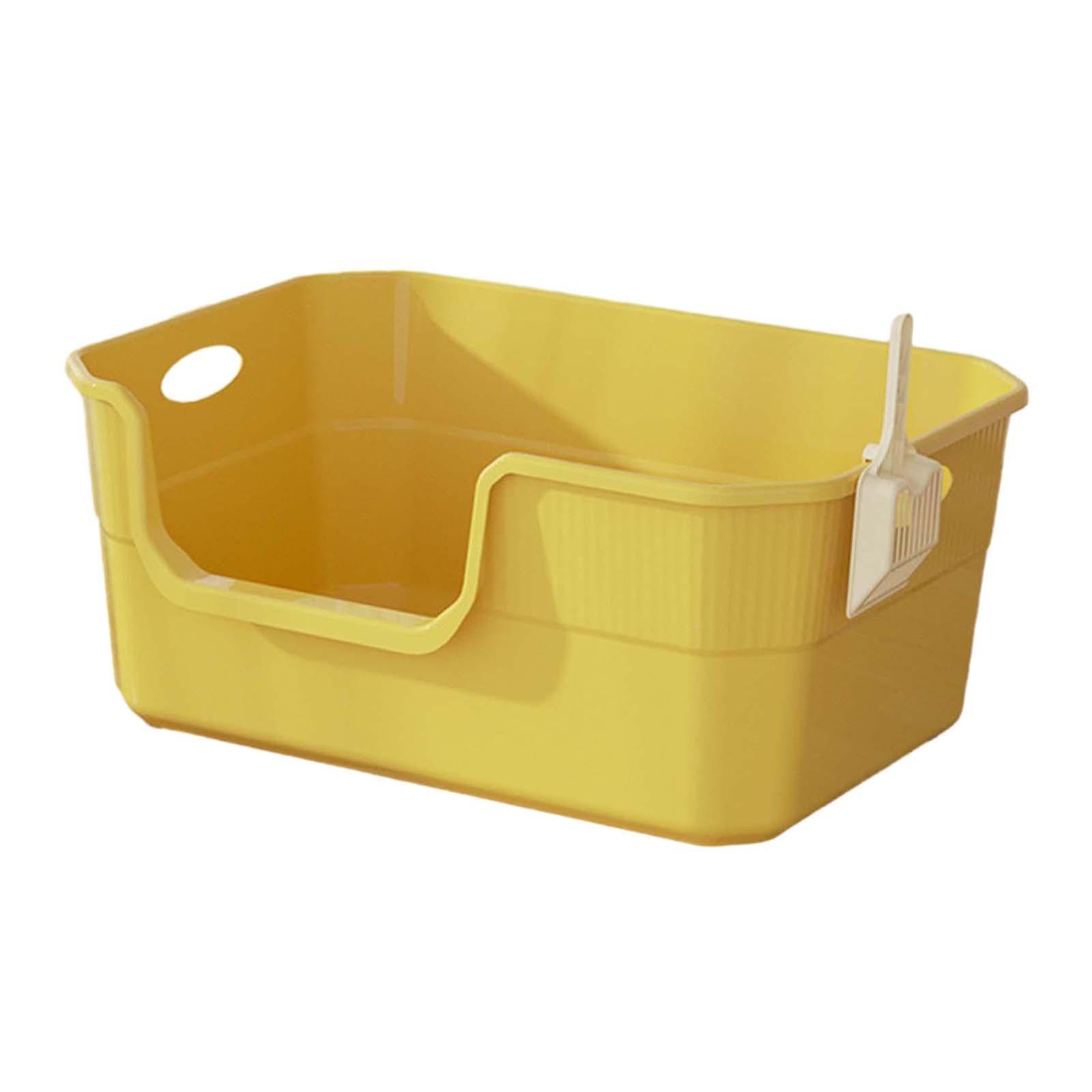 Open Litter Box, High Sided Pet Litter Tray with Frame, Semi Enclosed Cat Litter Container, Anti Splashing
