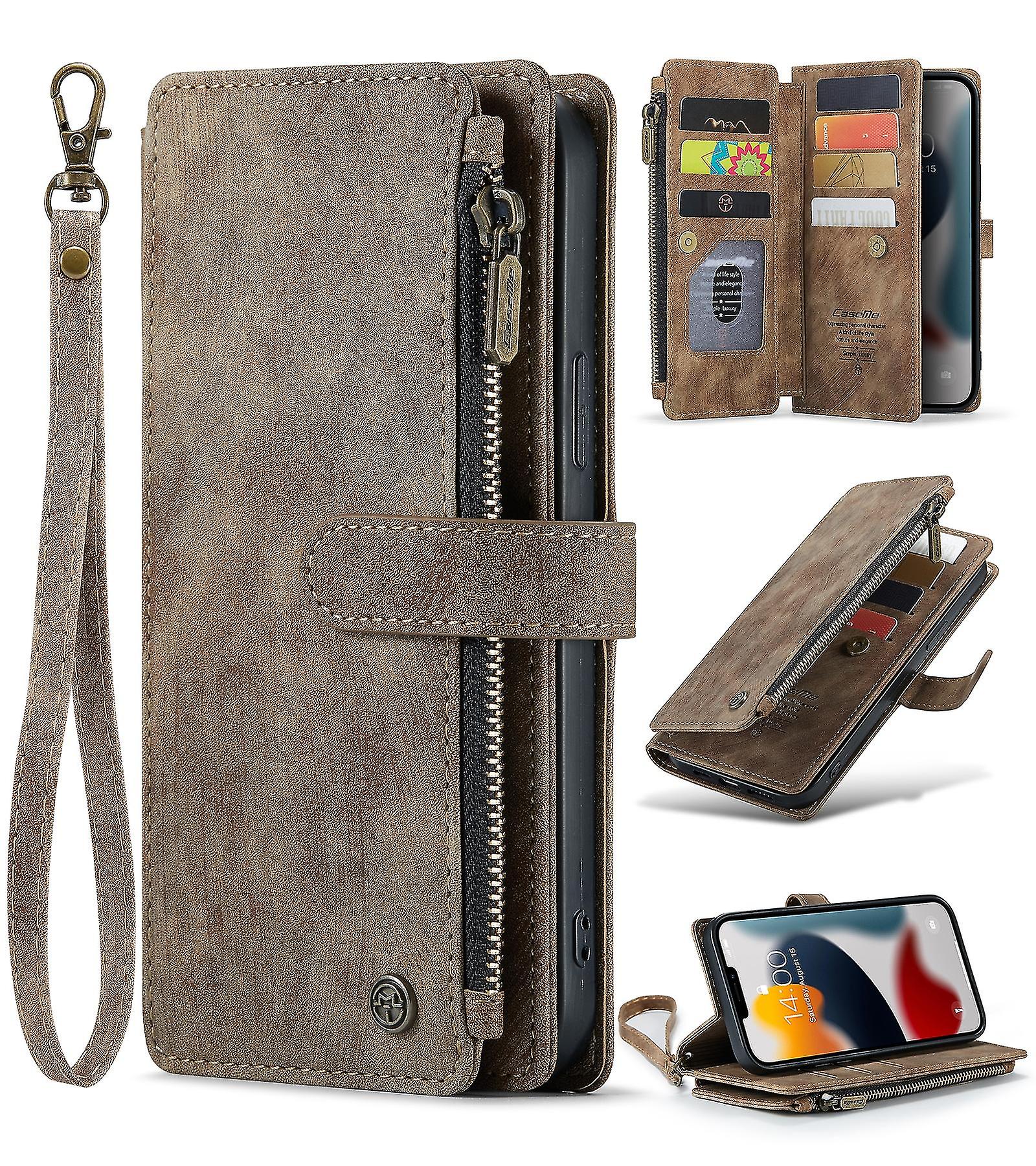 Multifunctional Leather Case For Iphone 13 Pro Max Brown