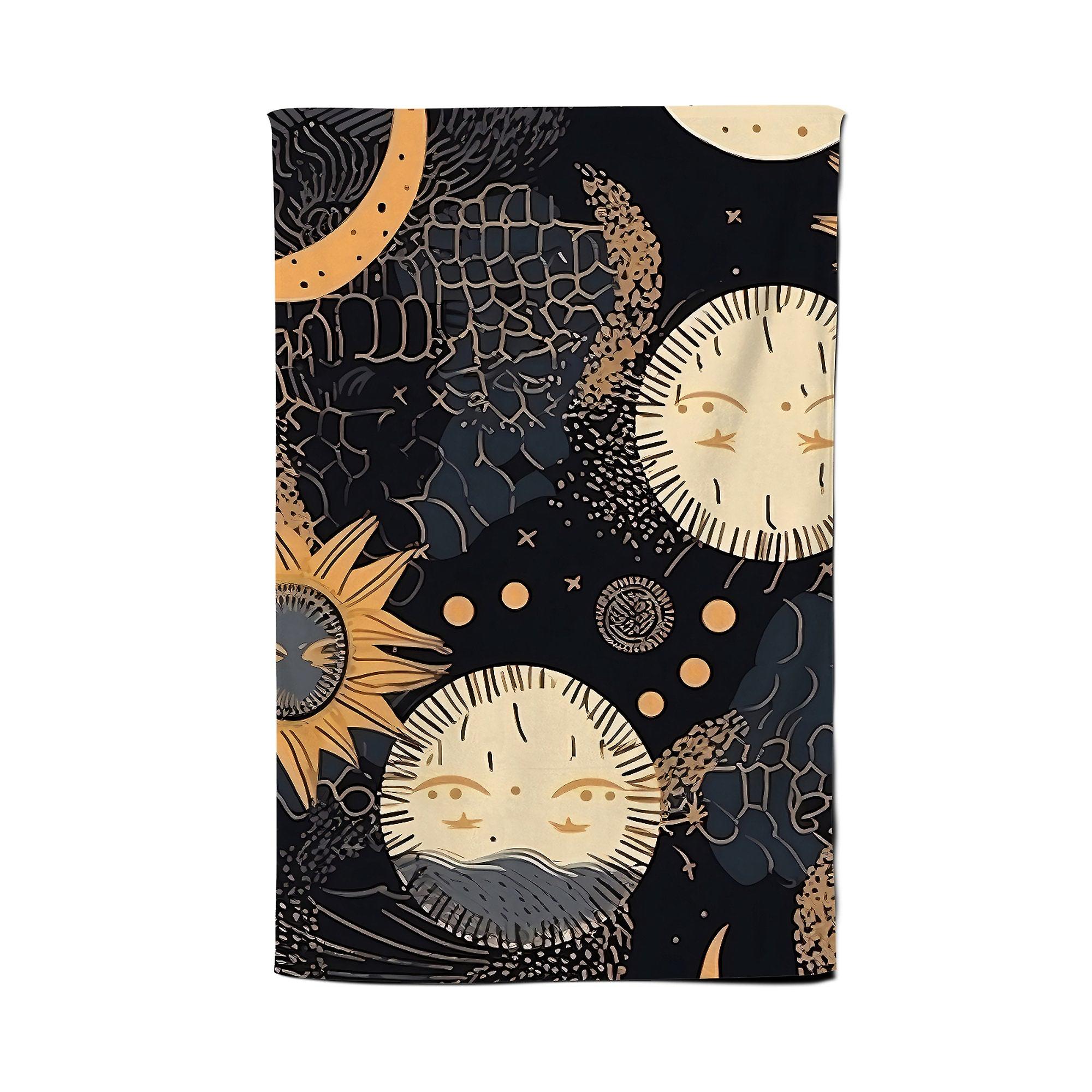 Gold Sun And Moon Tea Towel