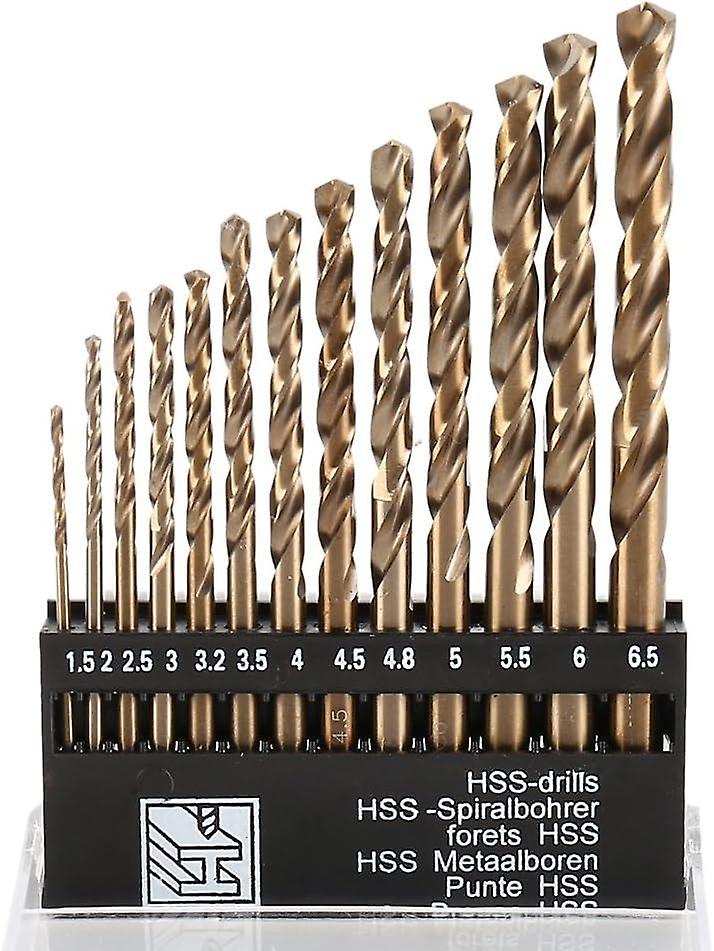 13Pack HSS Twist Drill Bit Set Metric M35 Cobalt Steel High Speed Steel Titanium Coated Drill Bit To