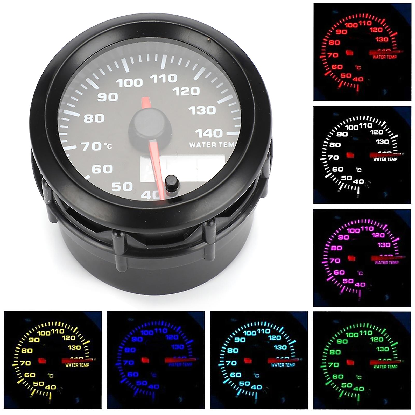 2in 52mm Car Water Temp Meter Analog Gauge 7 Colors LED Display