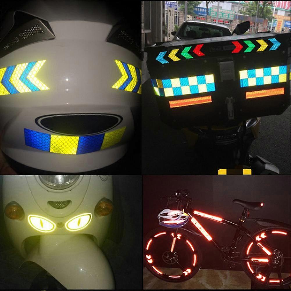 Green (10 pieces) (C)$Bicycle warning arrow reflective stickers lattice color guide sign reflective material truck waterproof reflective 10 pieces