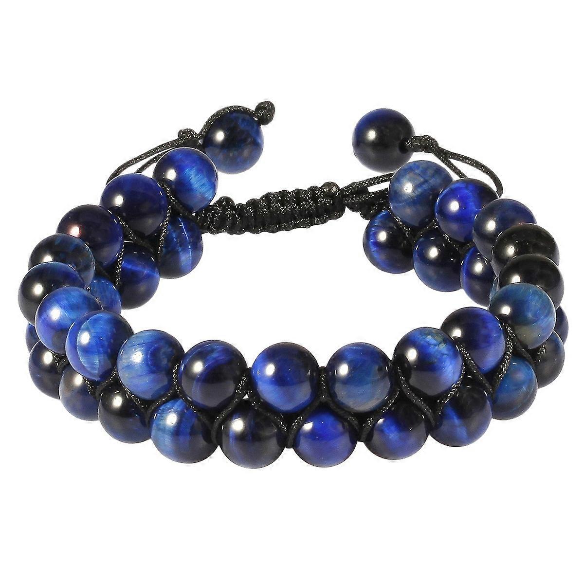 Bracelet-BlueTigerEyeCharm-DoubleStrand-BohemianVibes