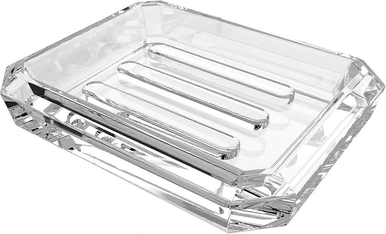 Rectangular Bathroom Glass Soap Dish Transparent12.3*9*2.5cm