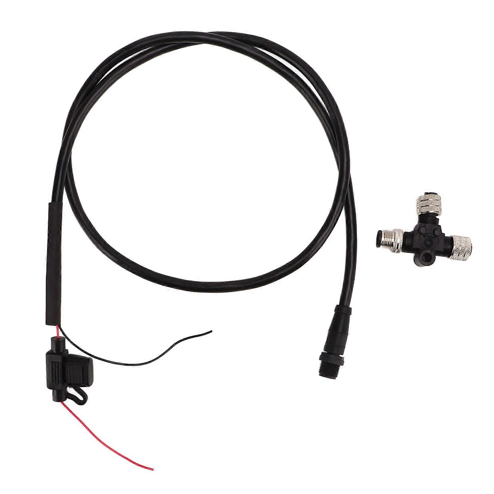 Backbone Cable with Tee Connector 3A Fuse 5Pin M12 Thread 1m Long IP67 Waterproof for NMEA 2000 Network NO.29545