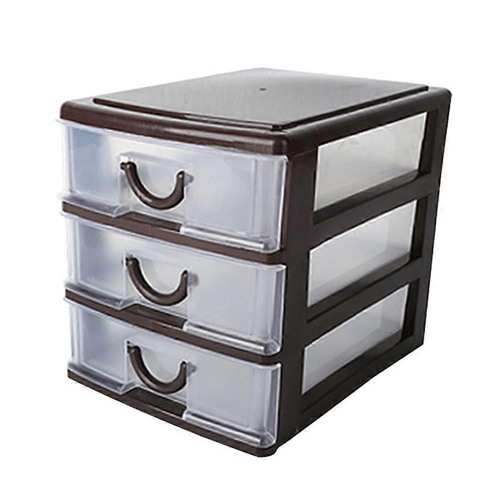 Brown 3 Layer Multifunctional Drawer Type Storage Box Plastic Translucent Storage Case Sundries Holder Creative Desktop Organizer Cosmetic Container f