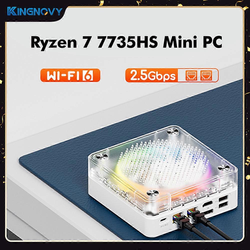 Ice Soul Series Mini Pc Amd Ryzen 7 7735hs R5 6600h Rgb Light Ddr5 Pcie4.0 2.5g Dual Lan Mini Gaming Pc Computer 3x4k Wifi6