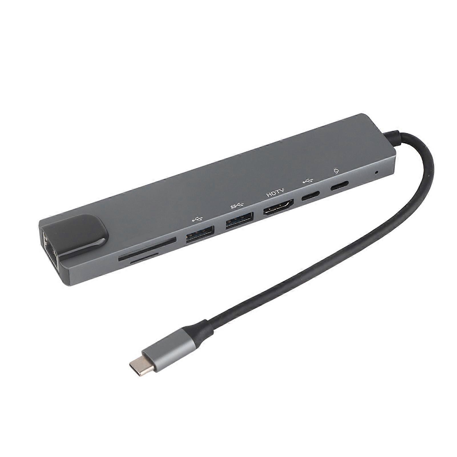 8in1 Typec To Hdmi Hub Rj45 Card Reader Multifunction Dock Adapter