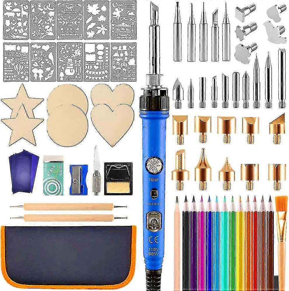 Wood Burning Kit 80pcs, Wood Burner Pen Pyrography Set For Beginners, Adjustable Temperature 200~450c Woodburning Tool With Switch Soldering Iron Hot