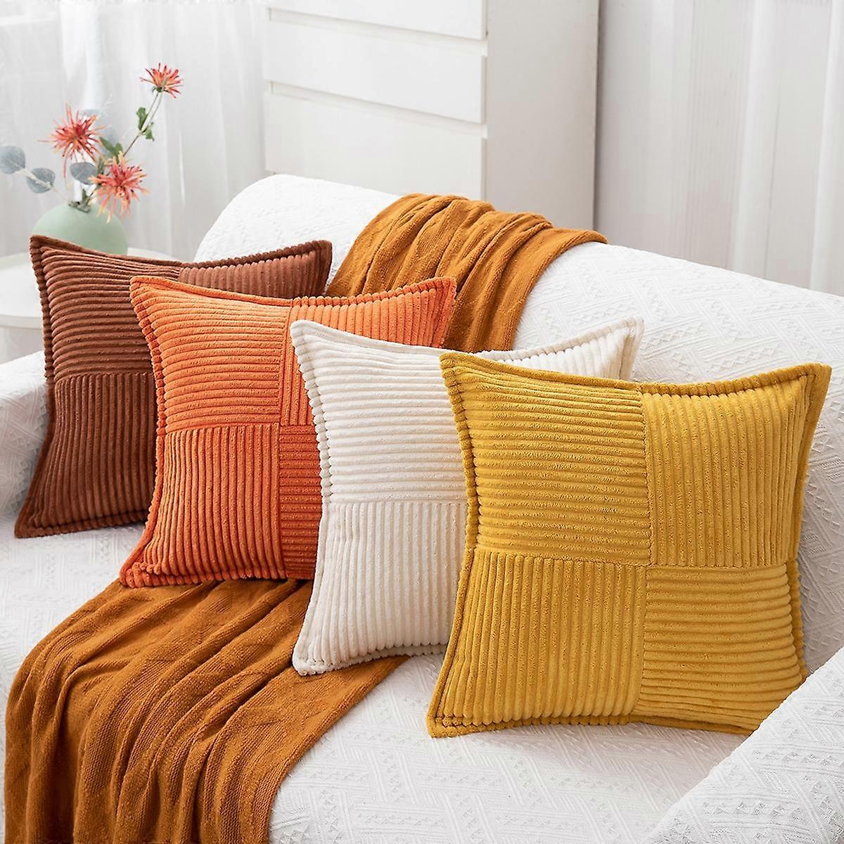4 Packs Rust Boho Decorativo Jogar Capas de Travesseiro 18x18 Polegadas para sofá-cama, Farmhouse Fall Home Decor