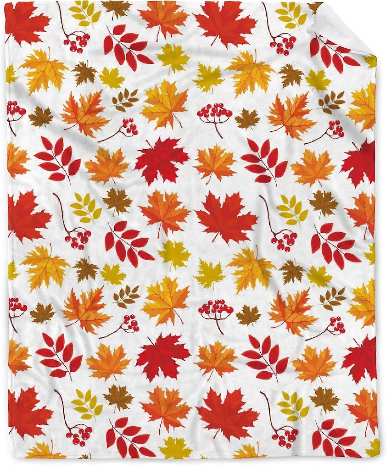 שמיכת עלי סתיו - שמיכת זריקה דלעת סתיו רכה במיוחד - תפאורה לחג ההודיה לסלון ספה ספה - פלנל קטיפה שמיכת דלעת סתיו fo