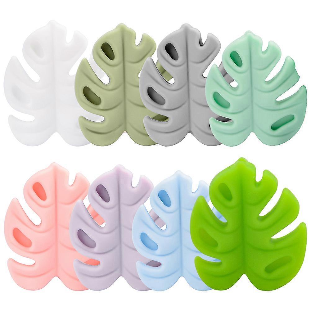 8pcs Knitting Needle Stoppers Monstera Knitting Silicone Stoppers Knitting Needle Point Protectors
