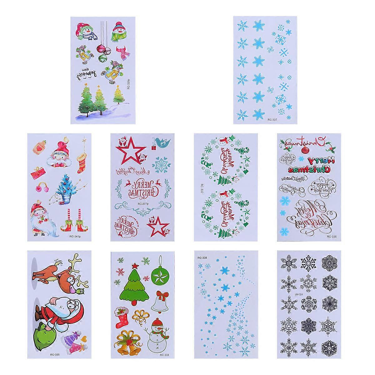 20 Sheets Xmas Stickers Colorful Cartoon Christmas Tree Snowflake Pattern Waterproof Temporary