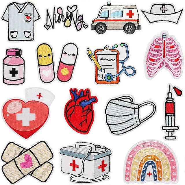 15PCS nurse pattern Embroidered Applique Patches Iron On Patches Cute Funny Patches for Jackets, Hats, Backpacks, JeansClothings