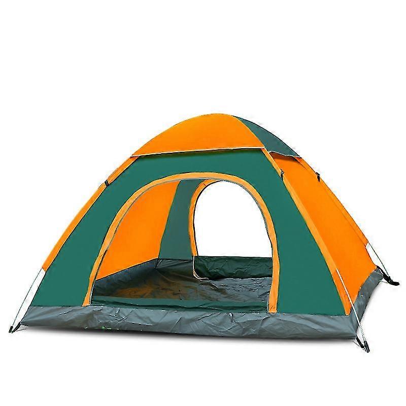 Outdoor camping folding automatic tent beach simple quick opening (green orange 200*140*110cm)