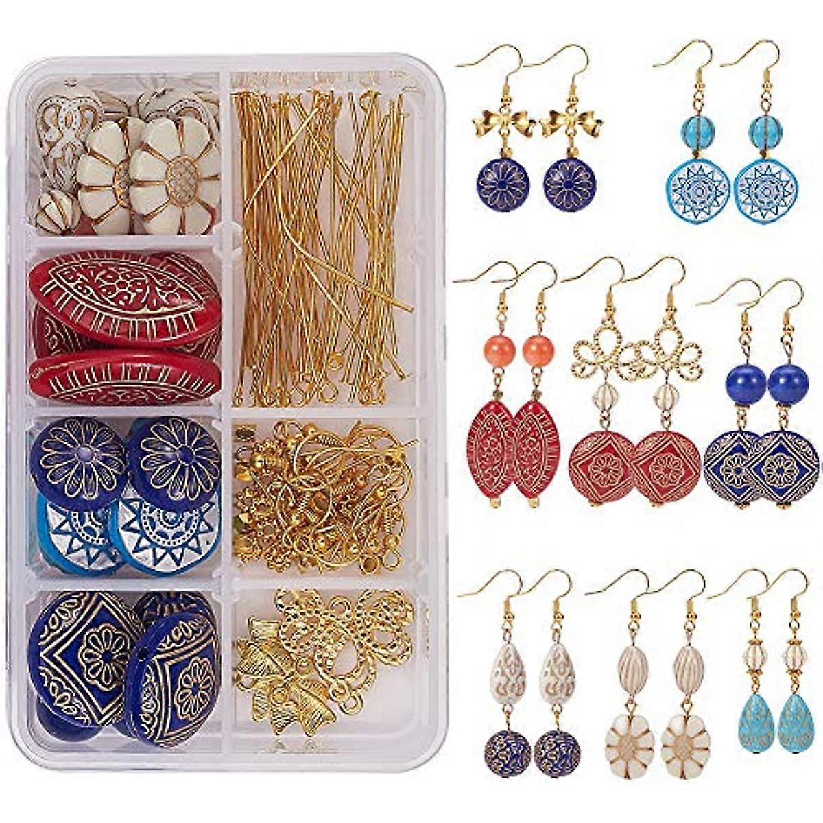 DIY Acrylic Beads Earring Making Kit with InstructionAlloy LinksBrass Bead SpacersTibetan Spacers BeadsBrass Earring Hooks for Jewelry Making Beginner