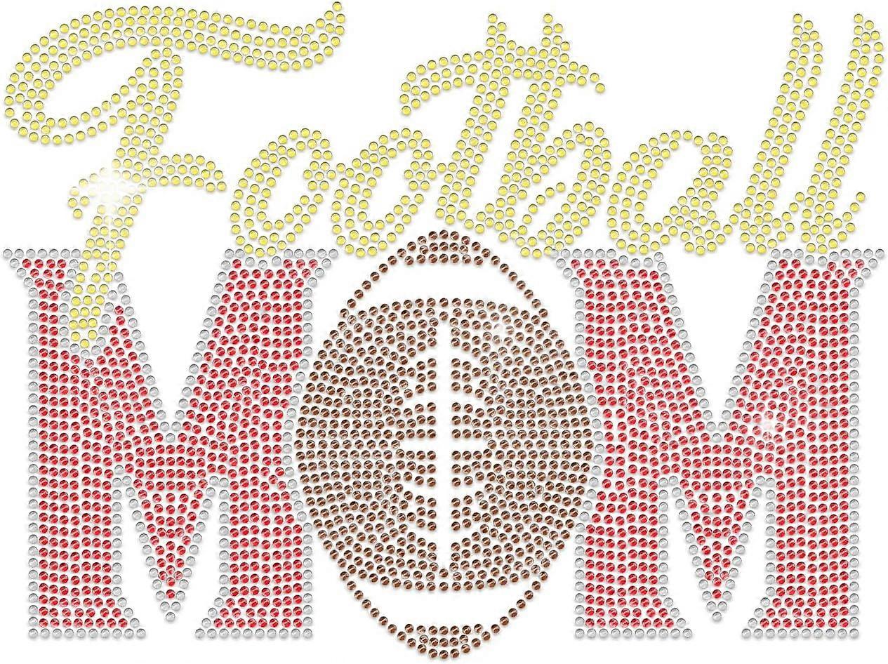 Football Mom Rhinestone Iron on Transfer Hotfix Transfer Decal Bling Rhinestone Decals Patches 10.27.6inch Crystal Rhinestone Heat Transfer Embellishm