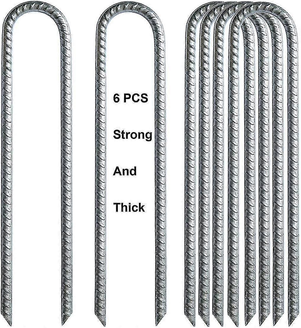 Ground Stakes, Garden Staples Rebar Stakes Galvanized Steel U Hooks Heavy Duty Ground