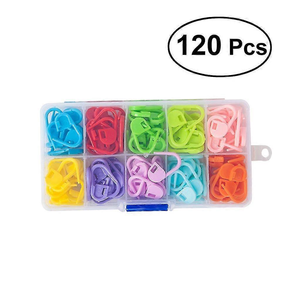 crochet locking stitch markers knitting with compartment box stitch needle clip 10 colors(assorted color)(120pcs)