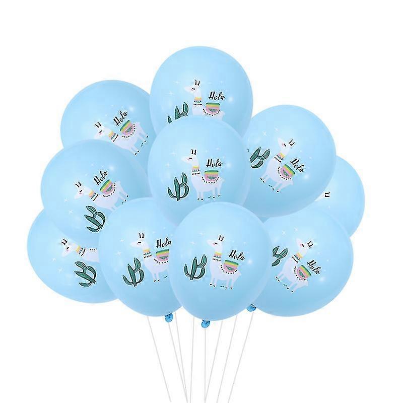 20pcs 12 inch alpaca cactus balloon printed latex balloons inflatable balloons (light blue)
