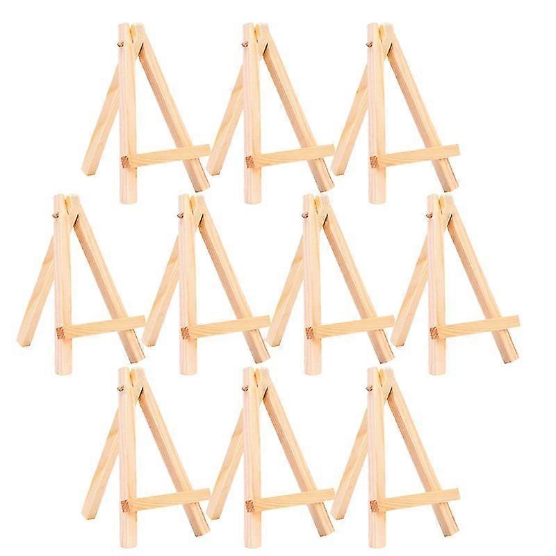 10pcs Wooden Triangle Easel Convenient Desktop Display Rack Mini Easel Painting Holder For Home Studio (Beige)