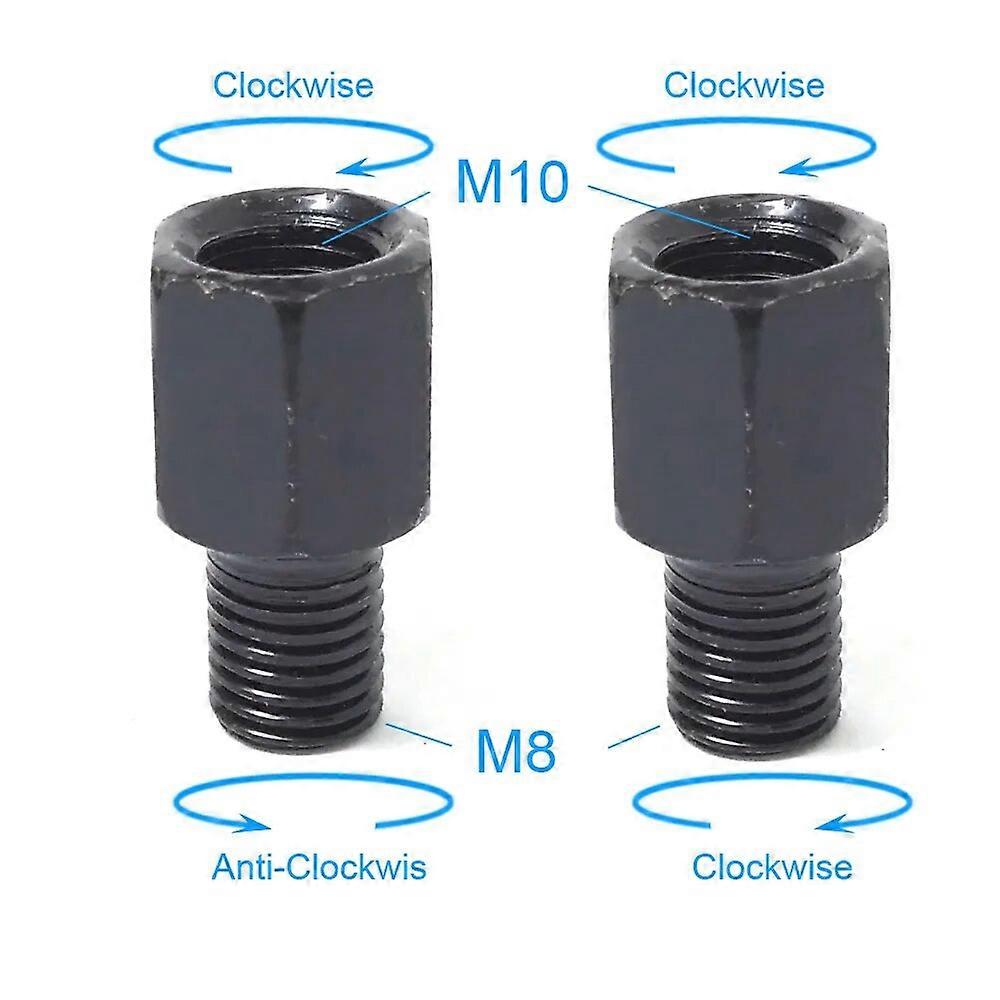 Pair Black Motorcycle Mirror Adapters M10 10MM M8 8MM Rearview Mirrors Conversion Bolt Clockwise Anti-clock Right Left Thread