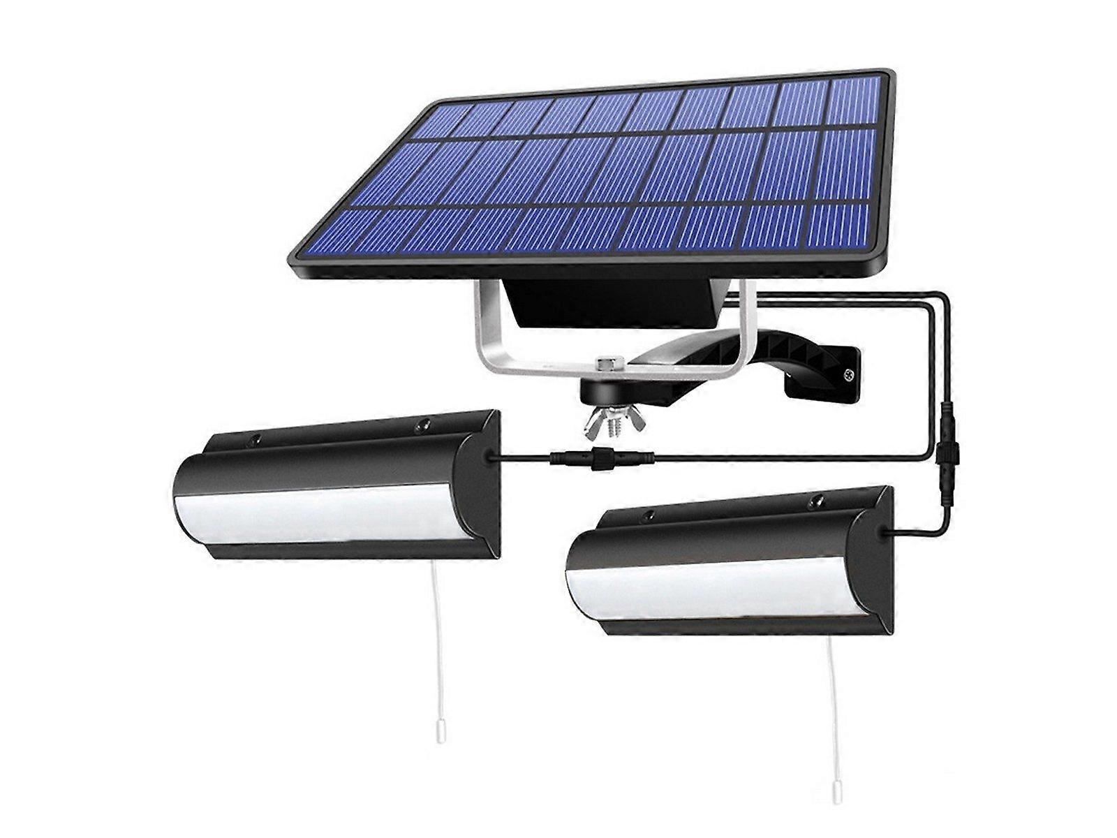 2-Head LED Solar Wall Light Indoor Outdoor Light with Pull Cord White Light