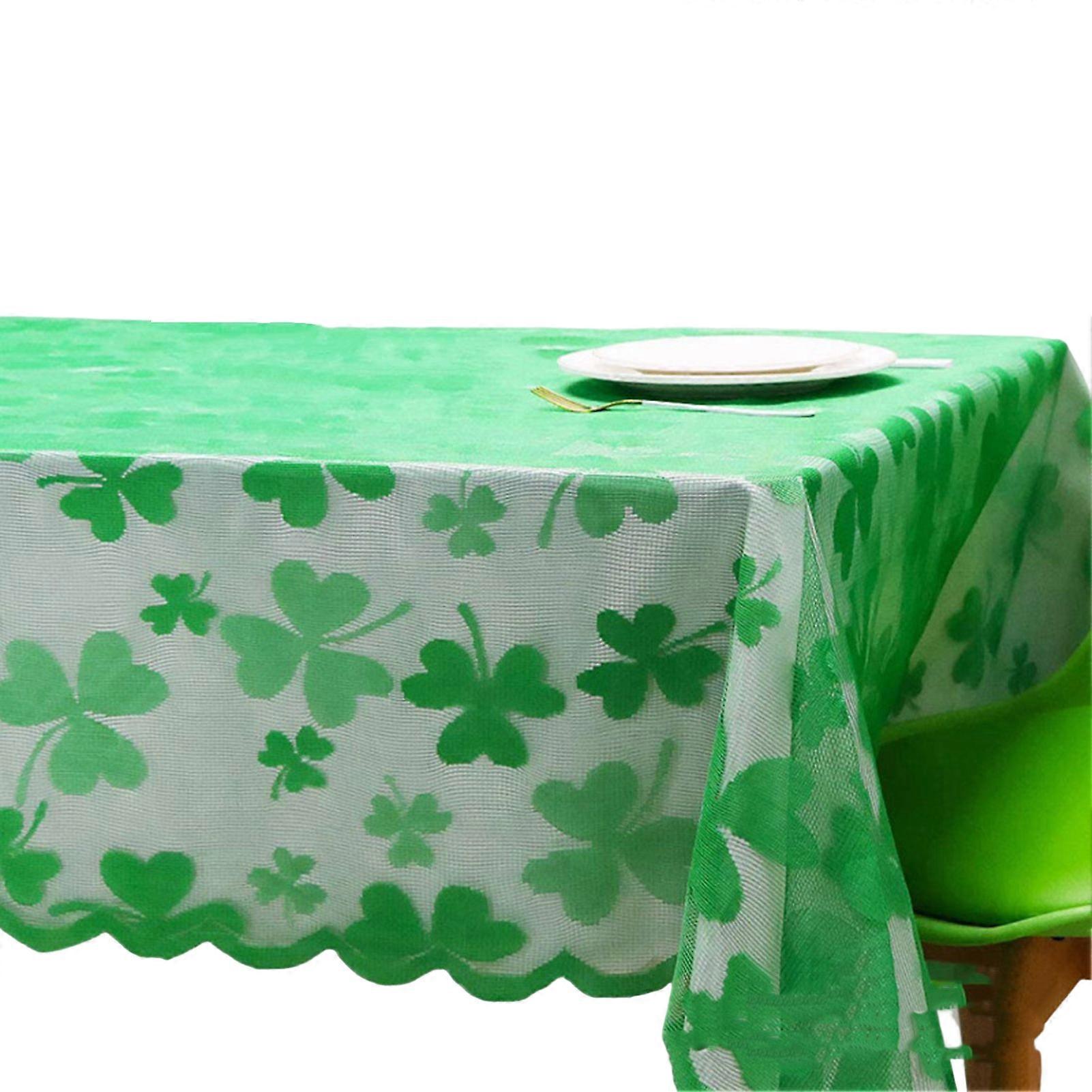 Lace Shamrock Table Runner Green Irish Shamrock Saint Patrick Table Cloth for Spring Table Decorations