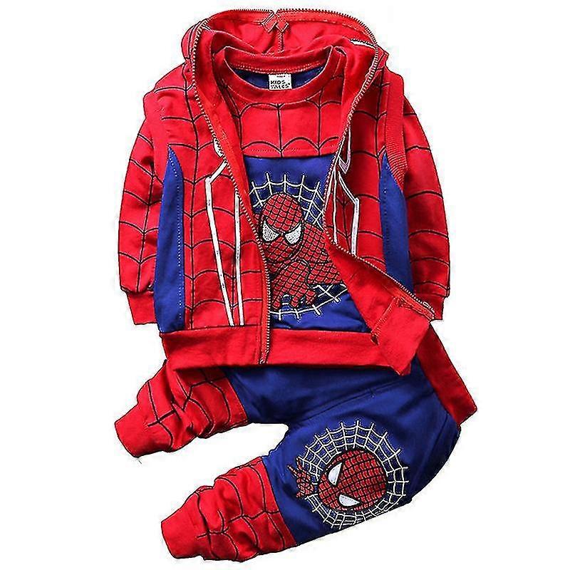 Çocuk Erkek Örümcek Adam Eşofman Seti Spor Sweatshirt + Yelek + Pantolon Kıyafet Takım Rahat Örümcek Adam Kostümü