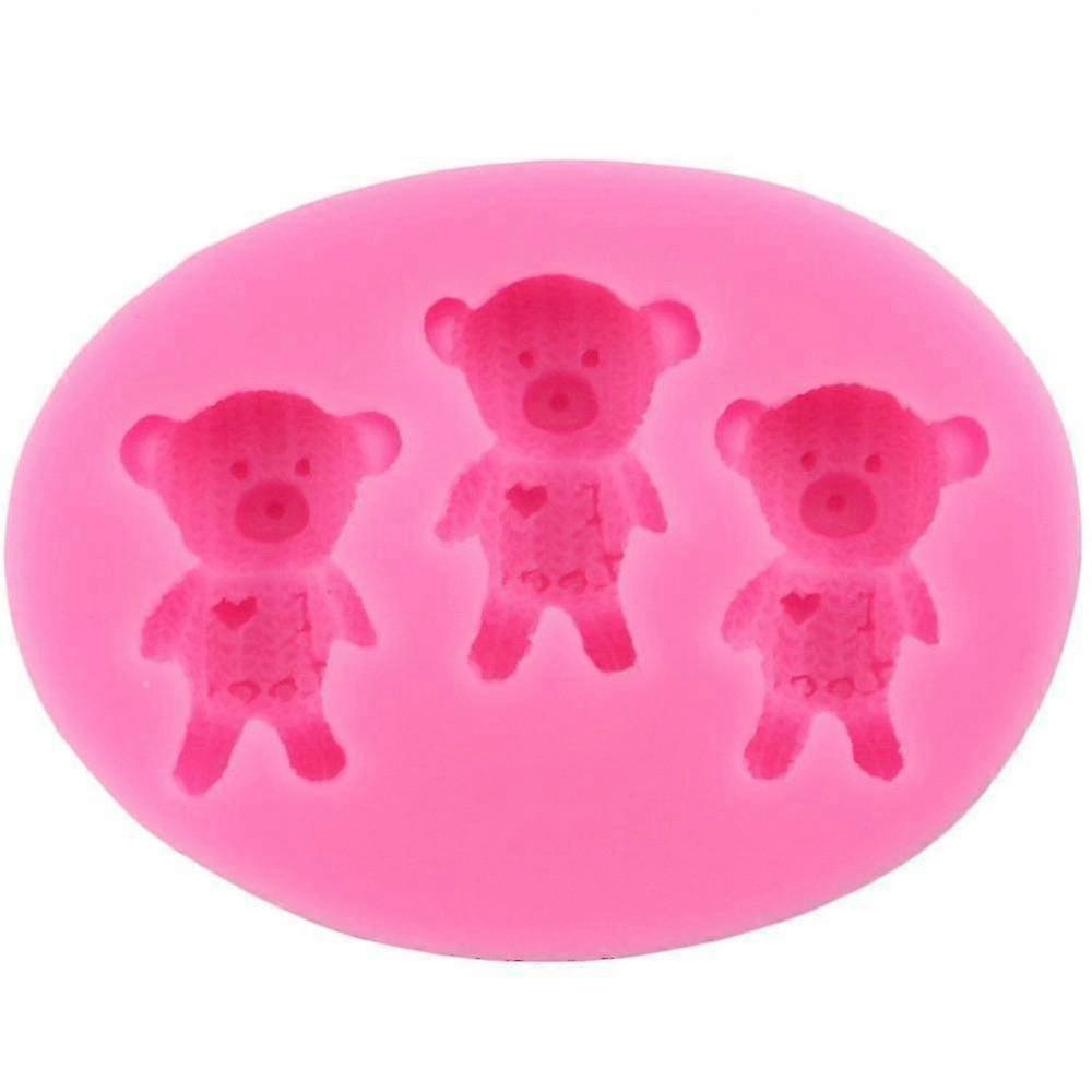 3 Holes Cute Bear Shape Silicone Mold