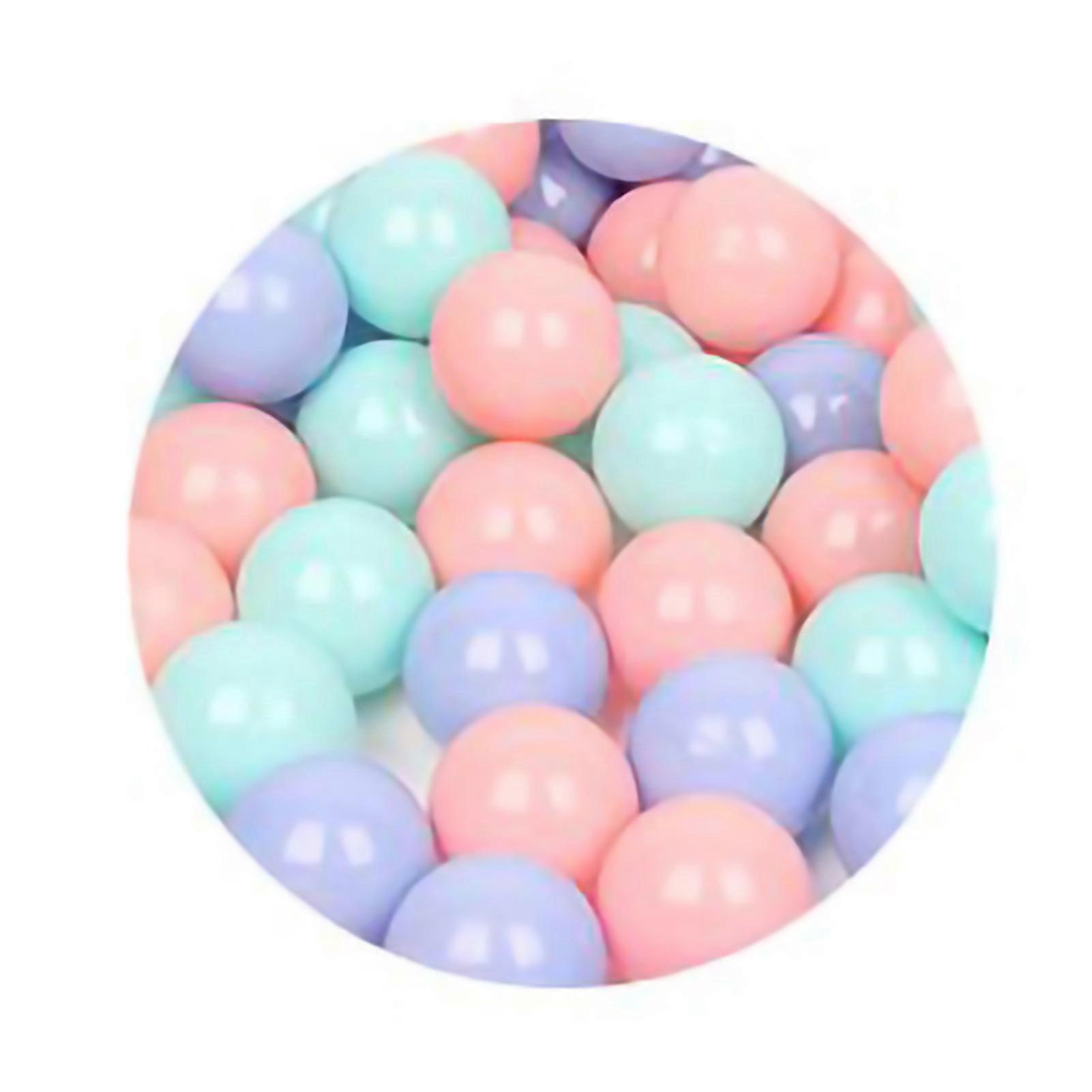 100pcs Kids Play Ball Funny Bright Color Reusable Ocean Ball for Pool Playground TentMacaron 3 Colors Thickened 5.5cm / 2.2in