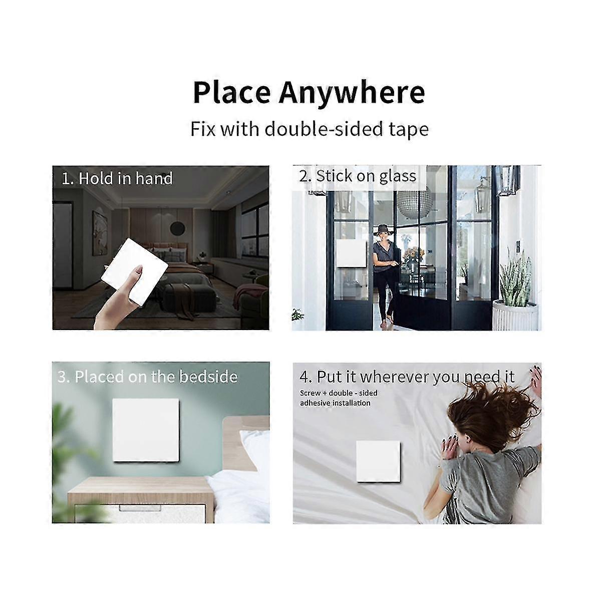 Wireless Remote Control No Battery Rf433mhz Self-powered Waterproof Light Switch 85v-240v, 2x2gang