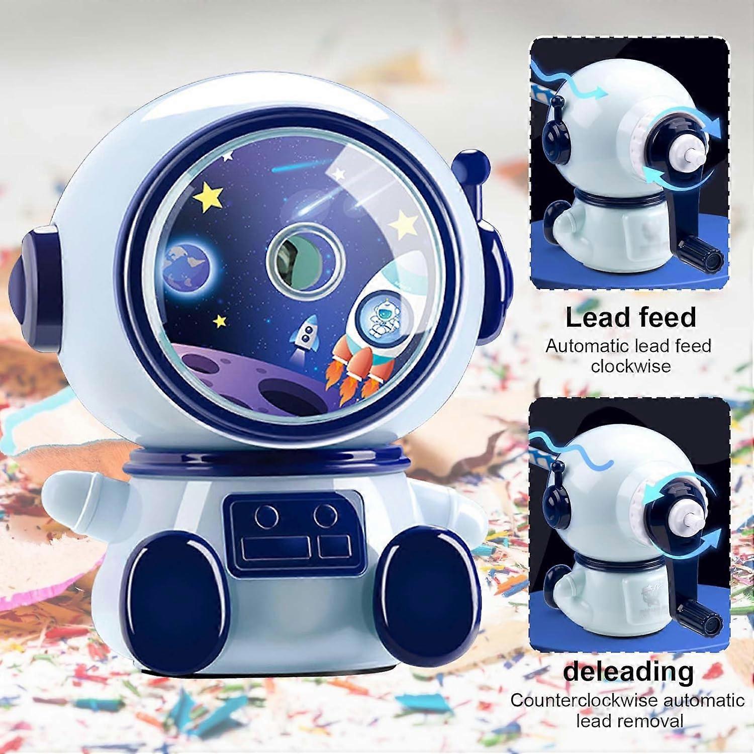 Astronaut Pencil Sharpener: Manual Sharpener, Sharpener with Container Children, Manual Pencil Sharpener in Three Gears, Adjustable