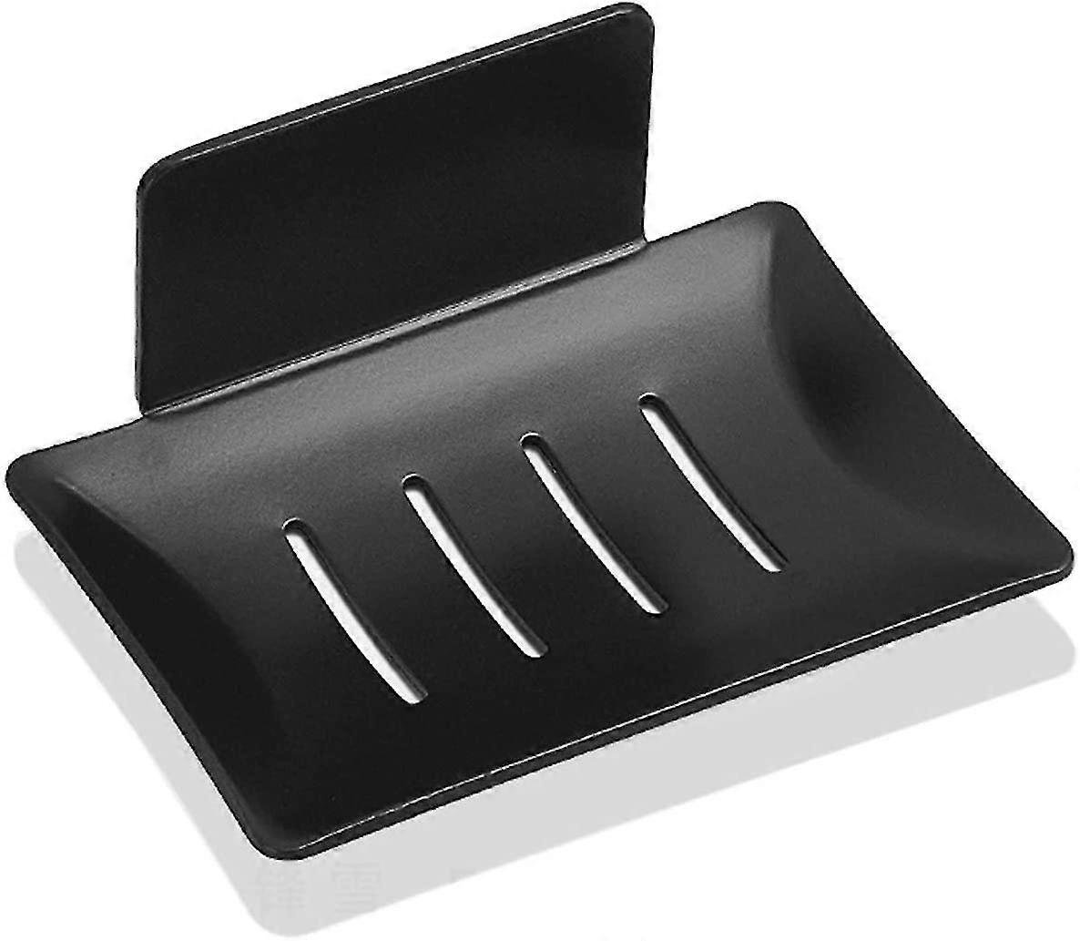 2-pack Soap Rack, Adhesive Soap Dish Soap Holder Aluminum Soap Tray Bath Rack -black (no Dirlling Required)