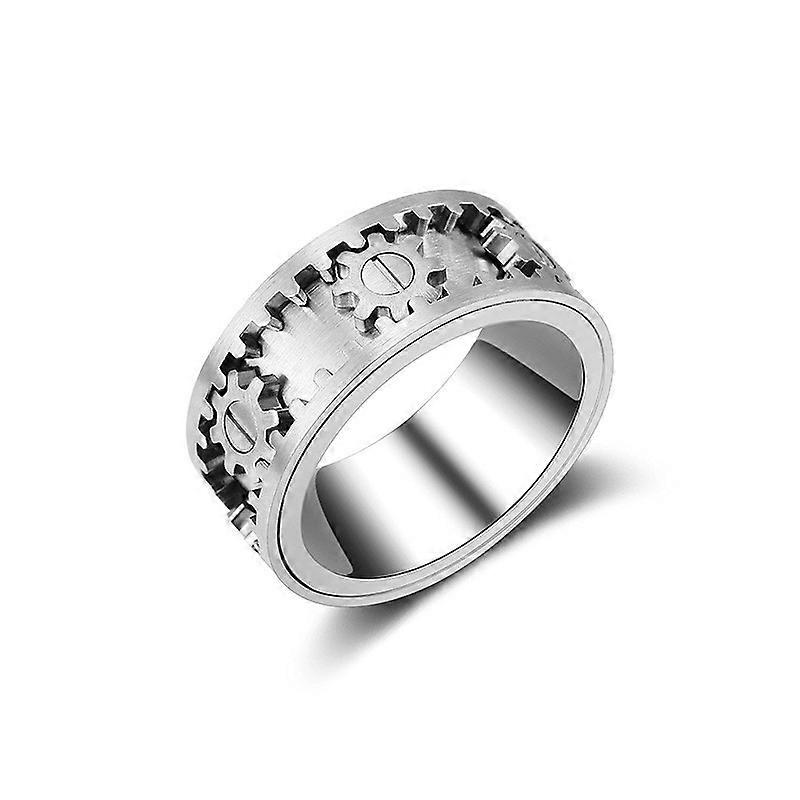 Rotating Gear Ring Stainless Steel Machinery Wind Designer Decompression Ring 7