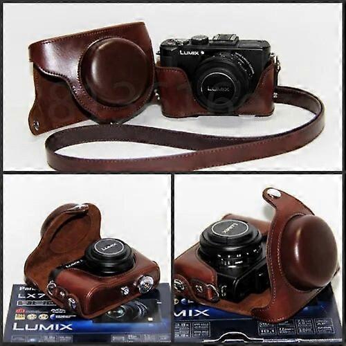 PU Leather Camera Bag Hard Case Half Case For Panasonic For Lumix DMC-LX7 LX7 LX5 LX3 LX-7 LX-5 LX-3 Camera With Shoudler Strap