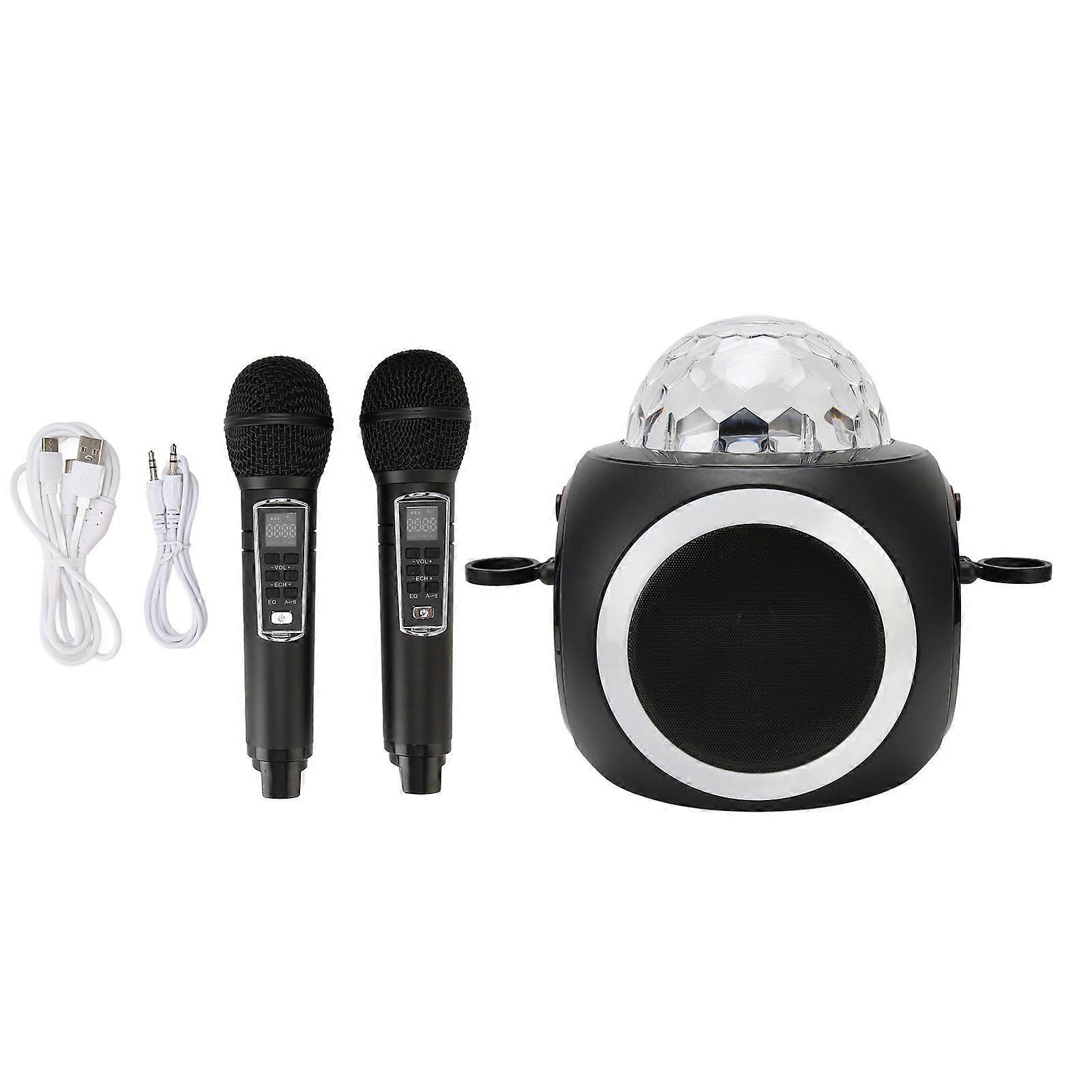 Bluetooth Karaoke Machine Support USB Memory Card AUX LED Light Portable Wireless Speaker Microphone Set for Phone TV YEMMA