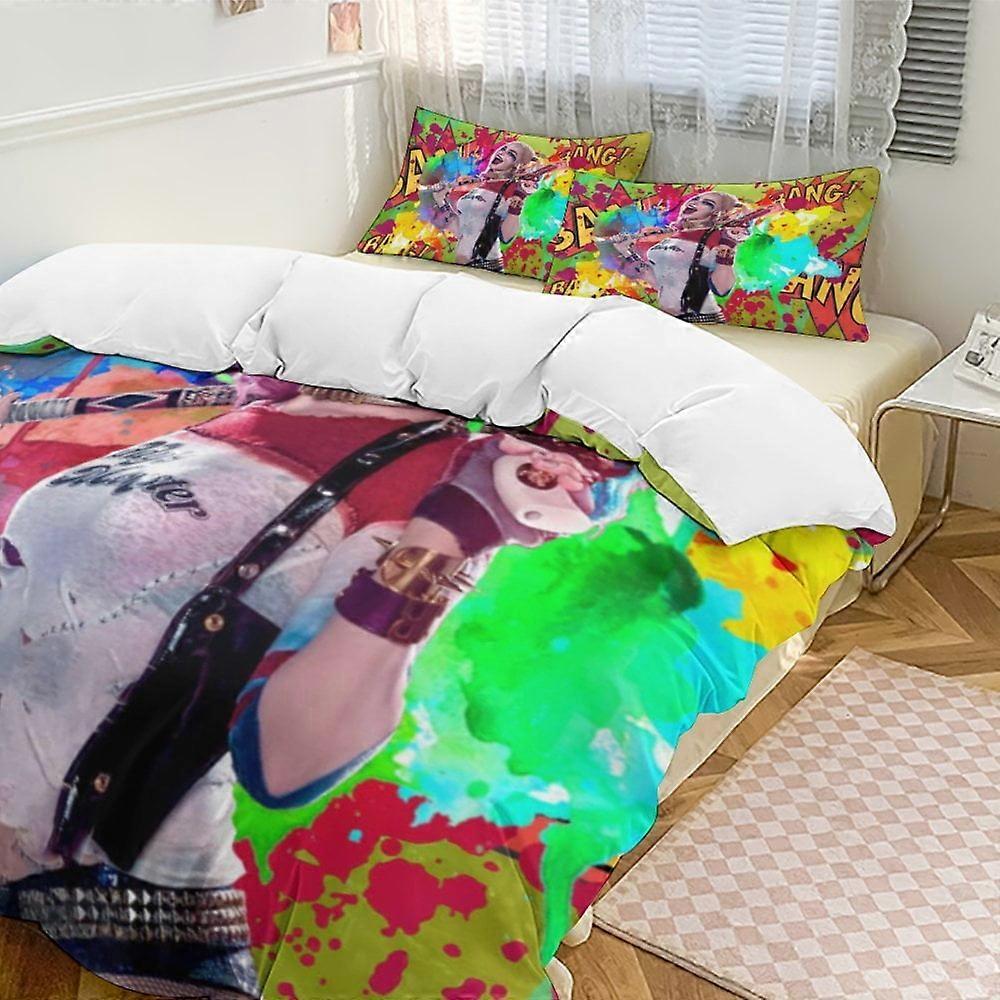v2066 Lençóis Roupa de Cama Harley Quinn Conjunto de Cama de 3 Peças Conjunto de Cama Macio Quente E Confortável com 1 Capa De Edredão E 2 Fronhas Lençóis yuq2066