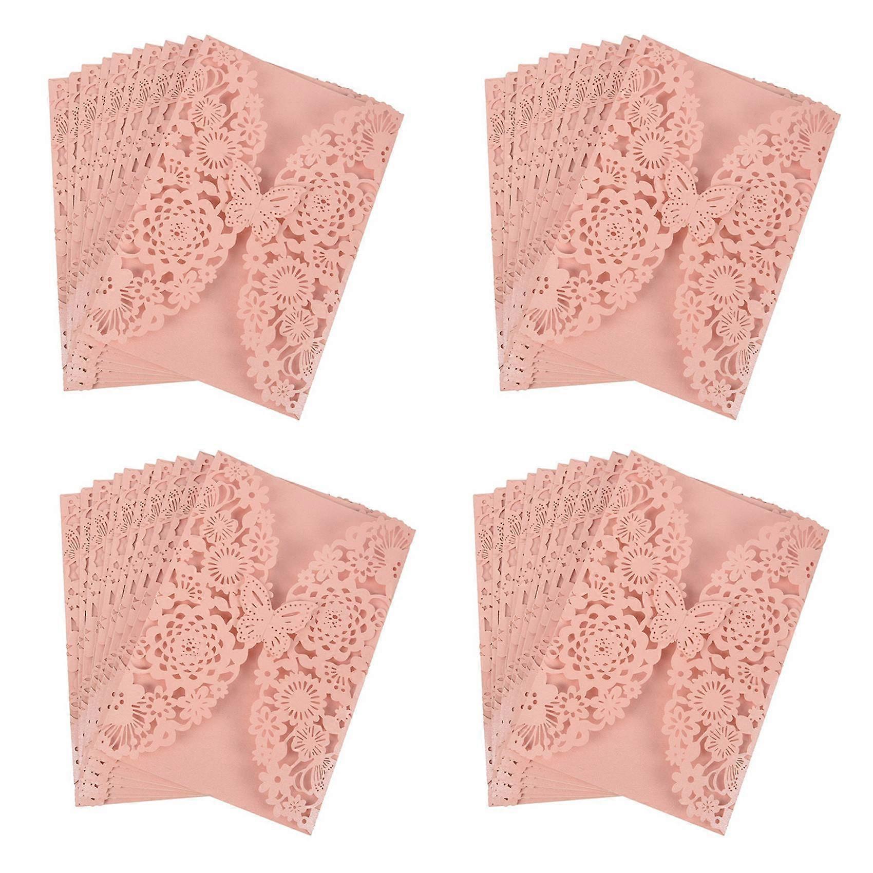 40x Delicate Carved Butterflies Romantic Wedding Party Invitation Card Envelope Invitations for Wed