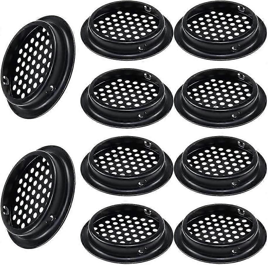 شبكة تهوية مستديرة 10 قطع شبكة تهوية خارجية مستديرة 53 مم شبكة تهوية سوداء من الفولاذ المقاوم للصدأ تحافظ على تدفق الهواء لخزانة المطبخ S