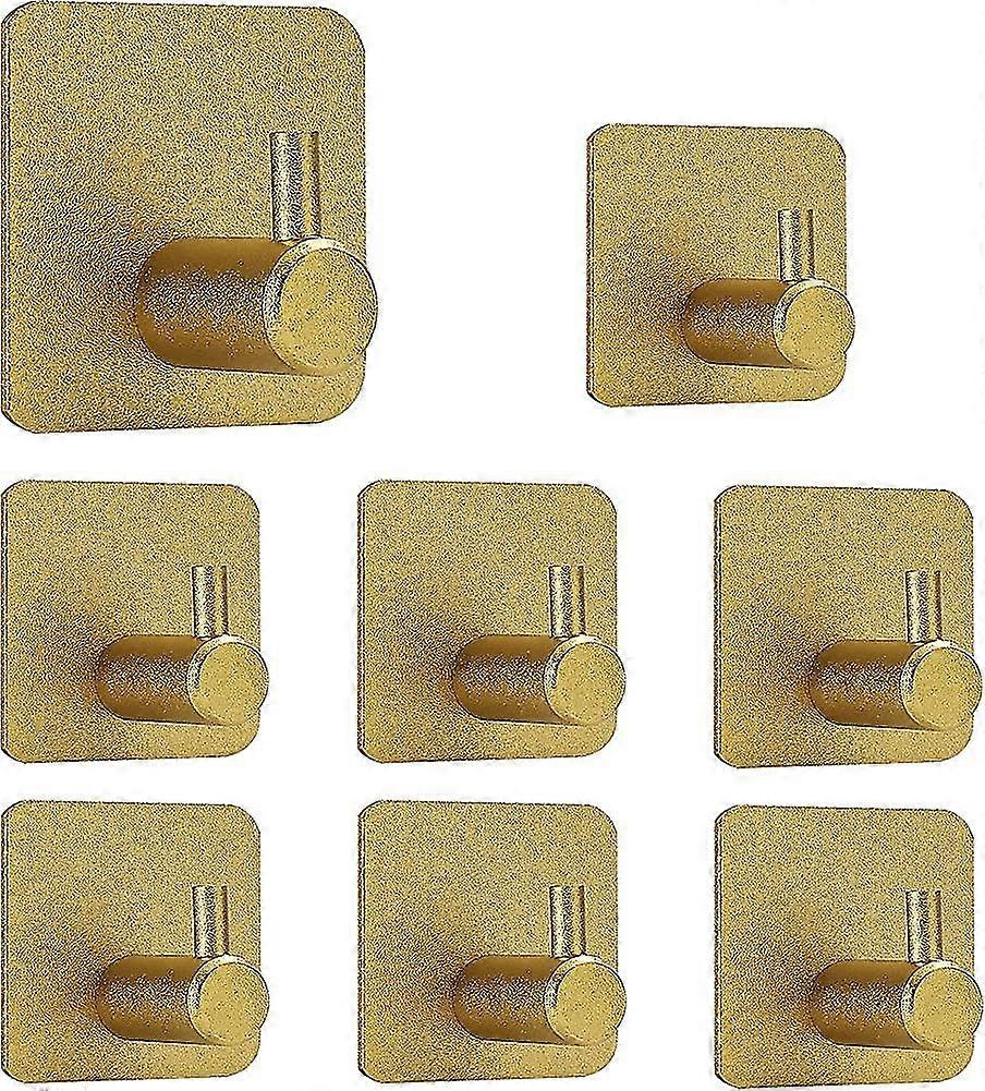 8 Pieces Golden Adhesive Hooks Towel Hooks Self-adhesive Hooks Self-adhesive Wall Hooks Gift Y