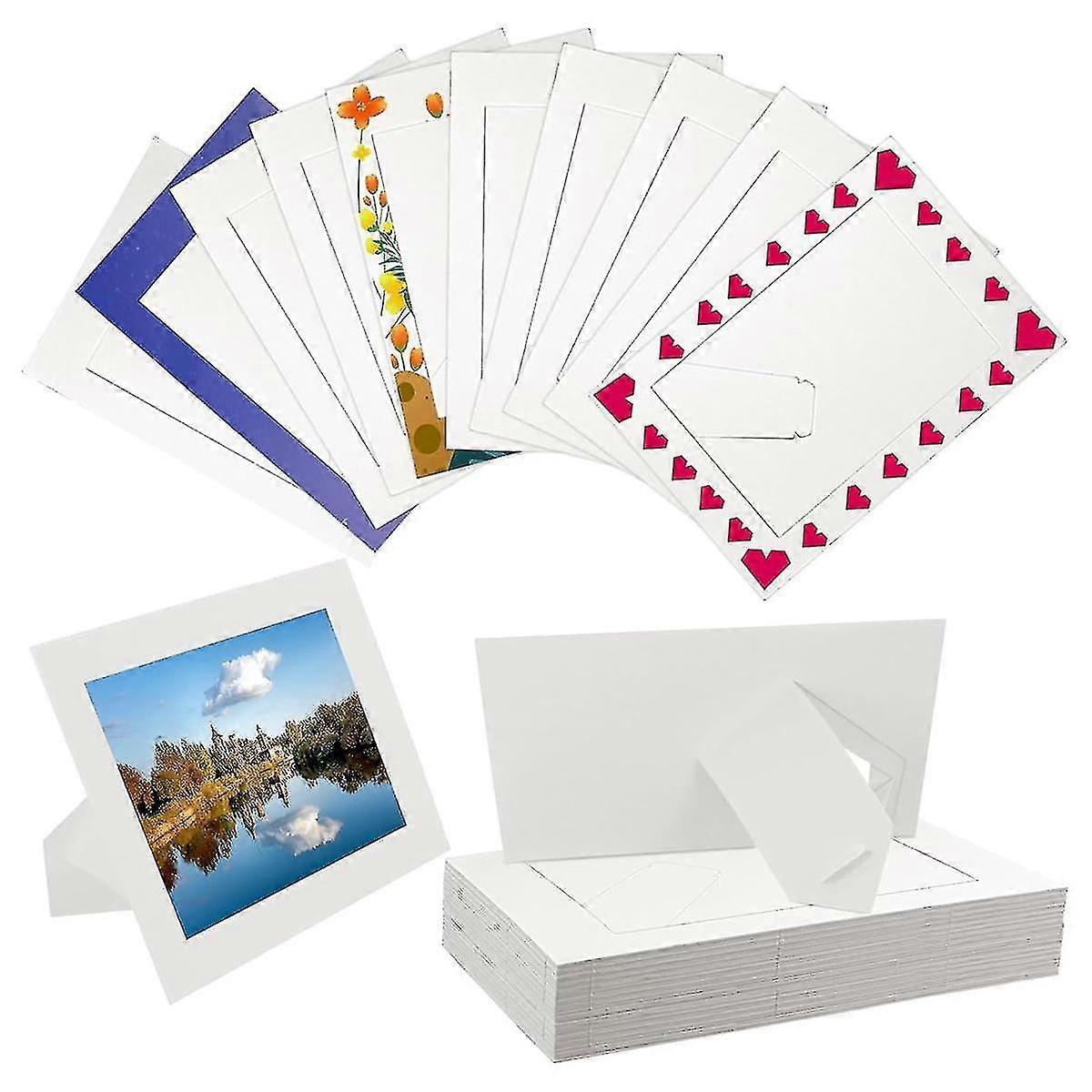 30 Pack Paper Picture Frames for 4 x 6Inch Photos, Standing White Cardboard Photo Frames with Easel DIY Crafts Frame