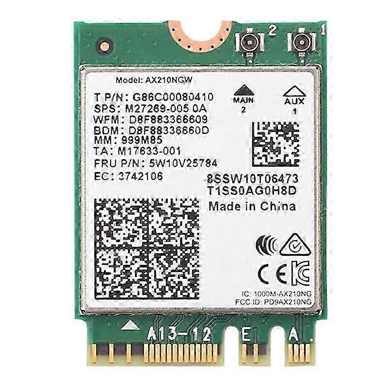 AX210 AX210NGW Network Card M.2 NGFF 2.4Ghz/5G WI-FI 6E 2400Mbps WiFi Card 802.11Ax Bluetooth 5.2 W