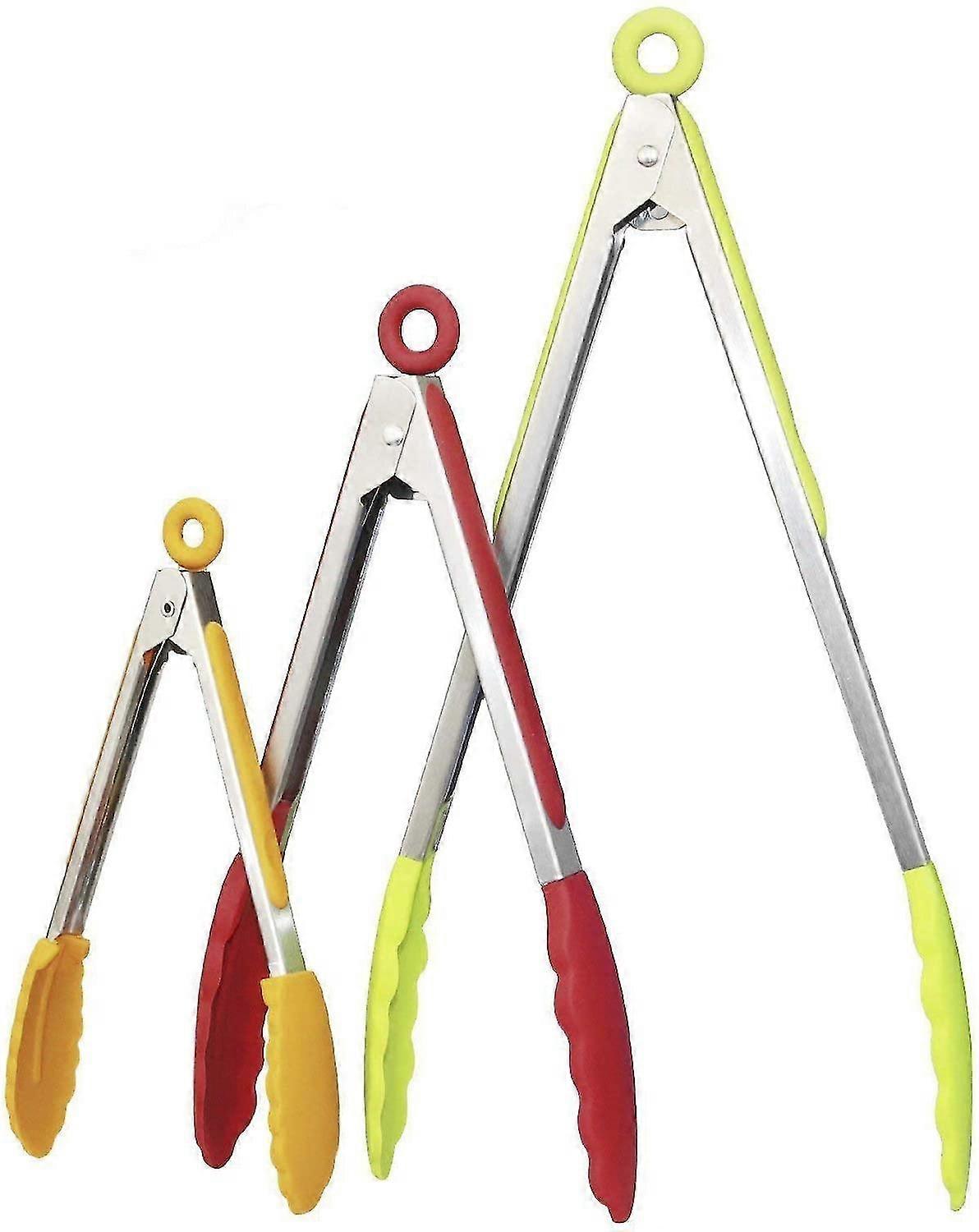3 Pieces Scratch Resistant Silicone Kitchen Tongs