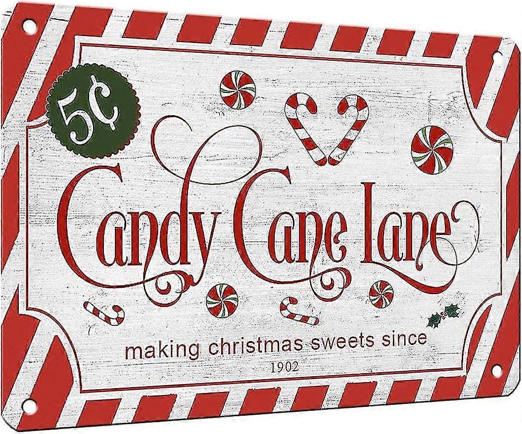 Natal Vintage Candy Cane Lane Sign Wall Decor 8x12 polegadas OU 12x16 polegadas Retro Metal vermelho Natal 